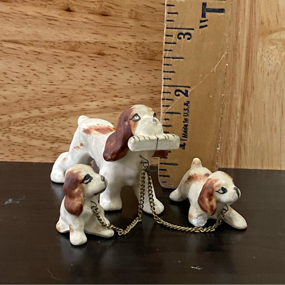 Vintage CENOCO Japan Beagle Spaniel Dog with Puppies Mini Miniature Figurines - Picture 6 of 12